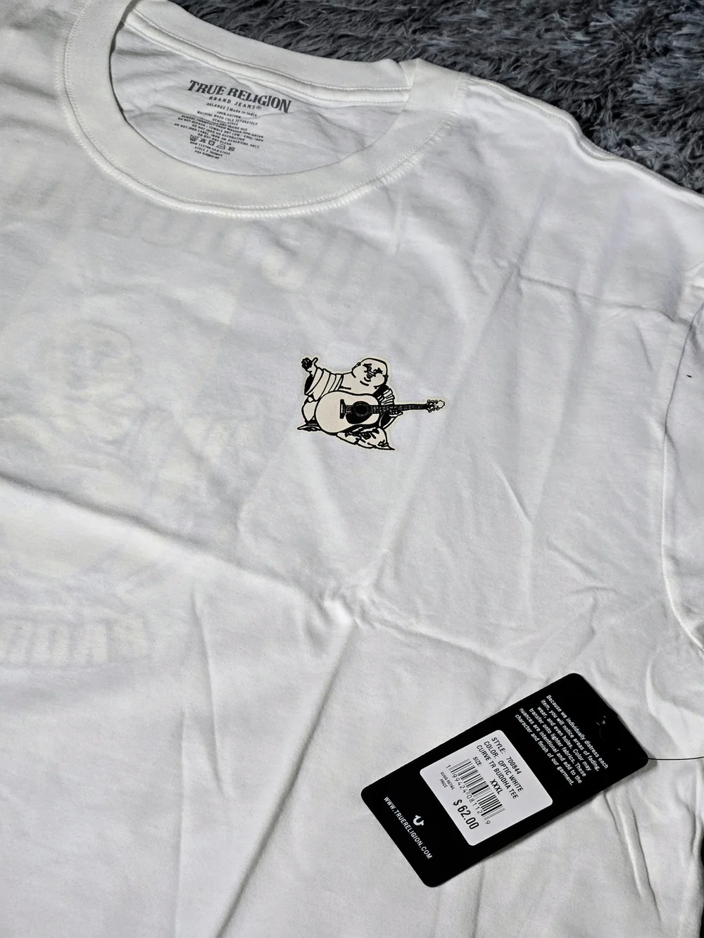 True Religion Mens Short Sleeve White Budda T-Shirt